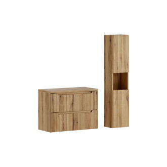 Comad SET-NOCE B OAK 80CM S HC Koupelnová sestava 80 cm s deskou a vysokou skříňkou
