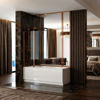 Skládací vanová zástěna REA AGAT-2 80 Brush Copper