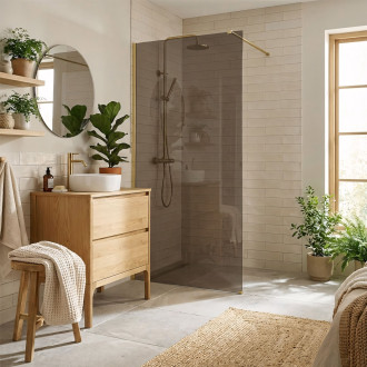 Sprchová zástěna Rea Flexi Brown / Brush Gold 80