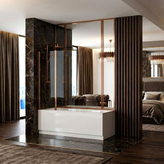 Skládací vanová zástěna REA AGAT-2 100 Brush Copper