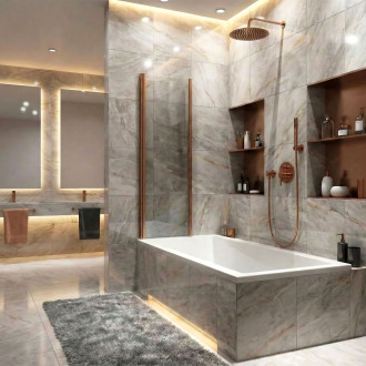 Skládací vanová zástěna REA AGAT-2 100 Brush Copper