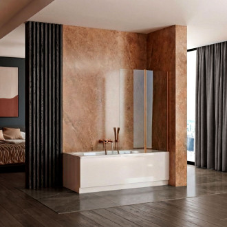 Skládací vanová zástěna REA AGAT-2 100 Brush Copper