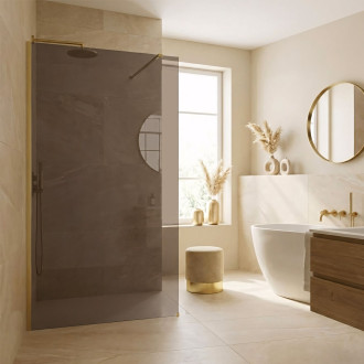 Sprchová zástěna Rea Flexi Brown / Brush Gold 90