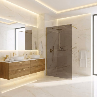 Sprchová zástěna Rea Flexi Brown / Brush Gold 90