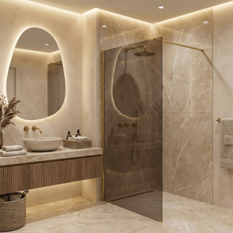 Sprchová zástěna Rea Flexi Brown / Brush Gold 120