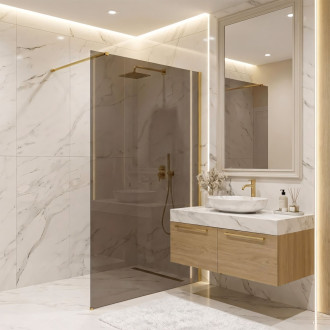 Sprchová zástěna Rea Flexi Brown / Brush Gold 140