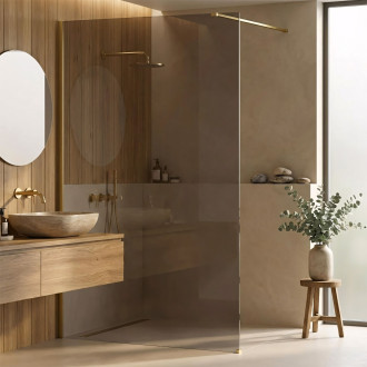Sprchová zástěna Rea Flexi Brown / Brush Gold 140