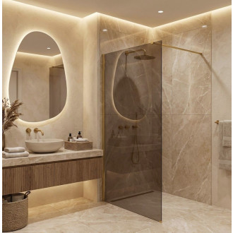 Sprchová zástěna Rea Flexi Brown / Brush Gold 140