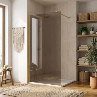 Sprchová zástěna Rea Flexi Brown / Brush Gold 140