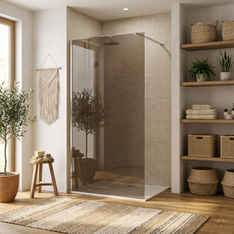 REA Sprchová zástěna Flexi Brown / Chrome 90 KPL-K99073
