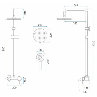 Sprchový set Rea Luis Brush Copper