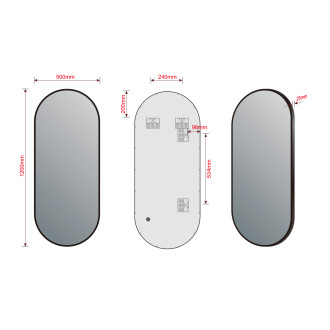 AROWANA oválné zrcadlo v rámu 120x50cm, černá mat
