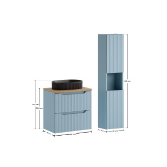 Zestaw meblowy 60cm z blatem, umywalką nablatową Beyond i szafką wysoką