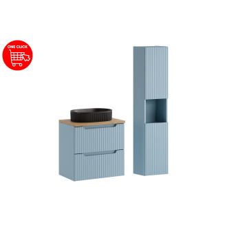 Zestaw meblowy 60cm z blatem, umywalką nablatową Beyond i szafką wysoką