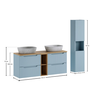 Zestaw meblowy 140cm z blatem, umywalką nablatową Anna i szafką wysoką