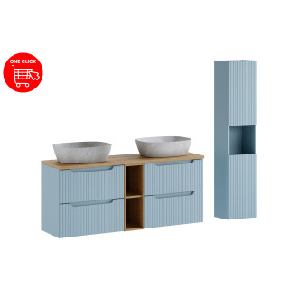 Zestaw meblowy 140cm z blatem, umywalką nablatową Anna i szafką wysoką