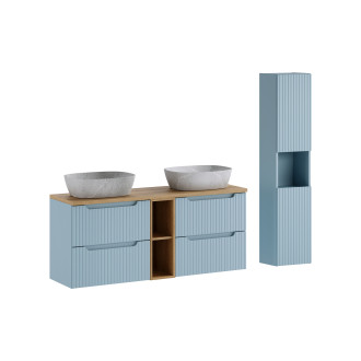 Zestaw meblowy 140cm z blatem, umywalką nablatową Anna i szafką wysoką