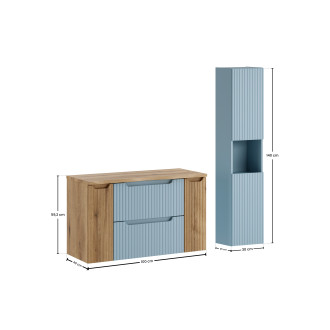 Comad SET-NOD B NAT OAK 100CM S HC Koupelnová sestava 100 cm s deskou a vysokou skříňkou