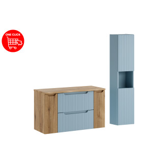 Comad SET-NOD B NAT OAK 100CM S HC Koupelnová sestava 100 cm s deskou a vysokou skříňkou