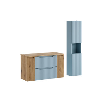 Comad SET-NOD B NAT OAK 100CM S HC Koupelnová sestava 100 cm s deskou a vysokou skříňkou