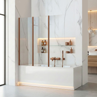 Skládací vanová zástěna REA AGAT-3 120 Brush Copper