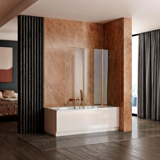 Skládací vanová zástěna REA AGAT-3 120 Brush Copper