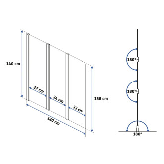 Skládací vanová zástěna REA AGAT-3 120 Brush Copper