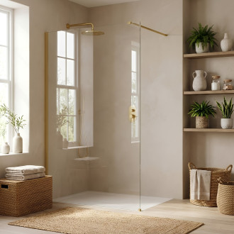 Sprchová zástěna Rea Flexi Transparent / Brush Gold 70