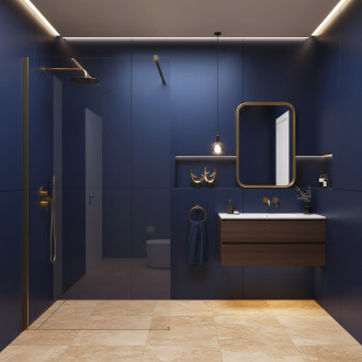 Sprchová zástěna Rea Flexi Transparent / Brush Gold 70