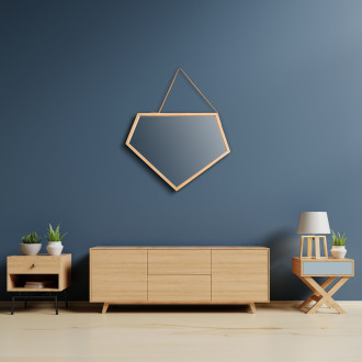 REA Dřevěné asymetrické zrcadlo 49cm HOM-08889