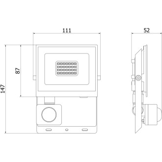 Mexen Luxpro naświetlacz LED z czujnikiem ruchu, 20W, Neutralna - 4000K, 1800 lm, czarny - L235-020-40-70