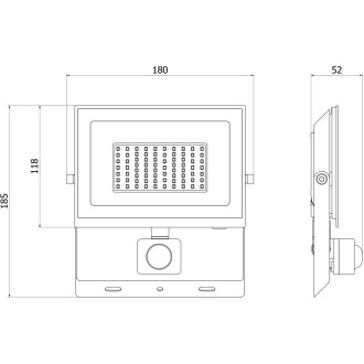 Mexen Luxpro naświetlacz LED z czujnikiem ruchu, 50W, Zimna - 6500K, 4500 lm, czarny - L235-050-65-70