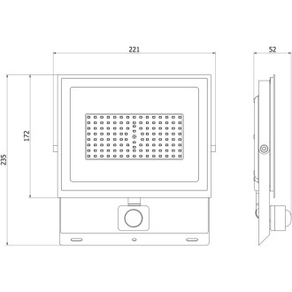 Mexen Luxpro+ naświetlacz LED z czujnikiem ruchu, 70W, Zimna - 6500K, 7700 lm, czarny - L236-070-65-70