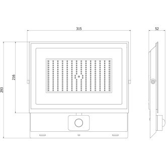 Mexen Luxpro+ naświetlacz LED z czujnikiem ruchu, 150W, Zimna - 6500K, 16500 lm, czarny - L236-150-65-70