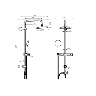 Sprchový set SILVERFLOW s poličkou a s příslušenstvím