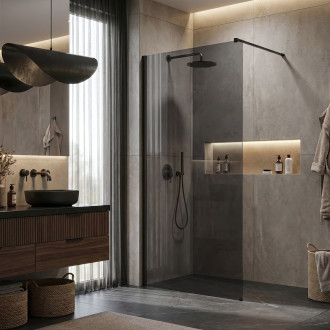 Sprchová zástěna Rea Flexi Grey / Black 80