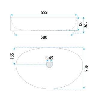 Umyvadlo na desku Joana 65
