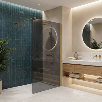 Sprchová zástěna Rea Flexi Grey / Brush Gold 80