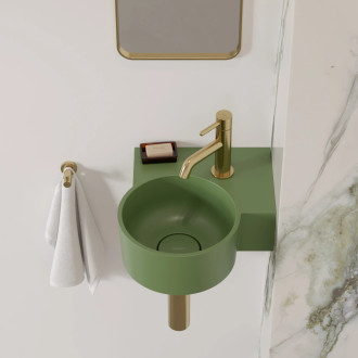 OVO M+ umywalka nablatowa/wisząca - prawa, 33 x 34 cm, olive mat