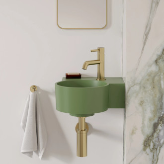 OVO M+ umywalka nablatowa/wisząca - prawa, 33 x 34 cm, olive mat