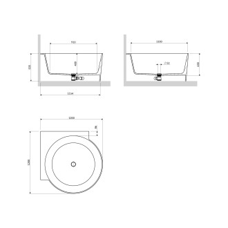 OVO M+ wanna narożna okrągła, 120 x 120 cm, biały mat