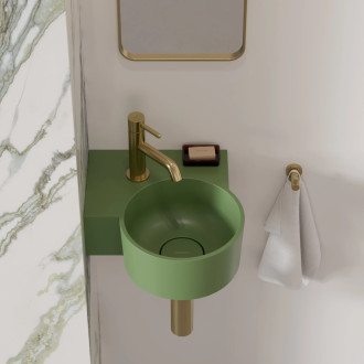 OVO M+ umywalka nablatowa/wisząca - lewa, 33 x 34 cm, olive mat