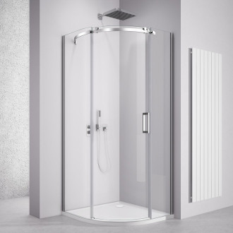 THRON SQUARE čtvrtkruhová sprchová zástěna 900x900mm, čiré sklo, levá TL2690L-5002
