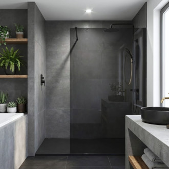 Sprchová zástěna Rea Flexi Grey / Black 130