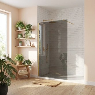 Sprchová zástěna Rea Flexi Grey / Brush Gold 100