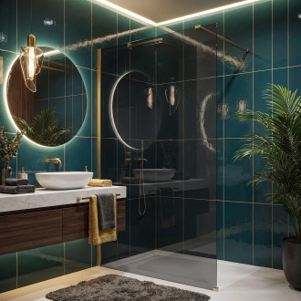 Sprchová zástěna Rea Flexi Grey / Brush Gold 110