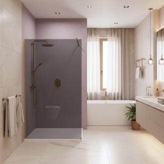 Sprchová zástěna Rea Flexi Grey / Brush Gold 130