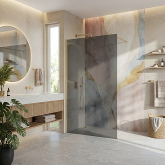 Sprchová zástěna Rea Flexi Grey / Brush Gold 130