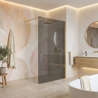 Sprchová zástěna Rea Flexi Grey / Brush Gold 140