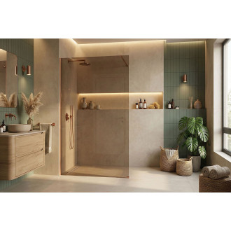 Sprchová zástěna Rea Flexi Brown / Brush Copper 80